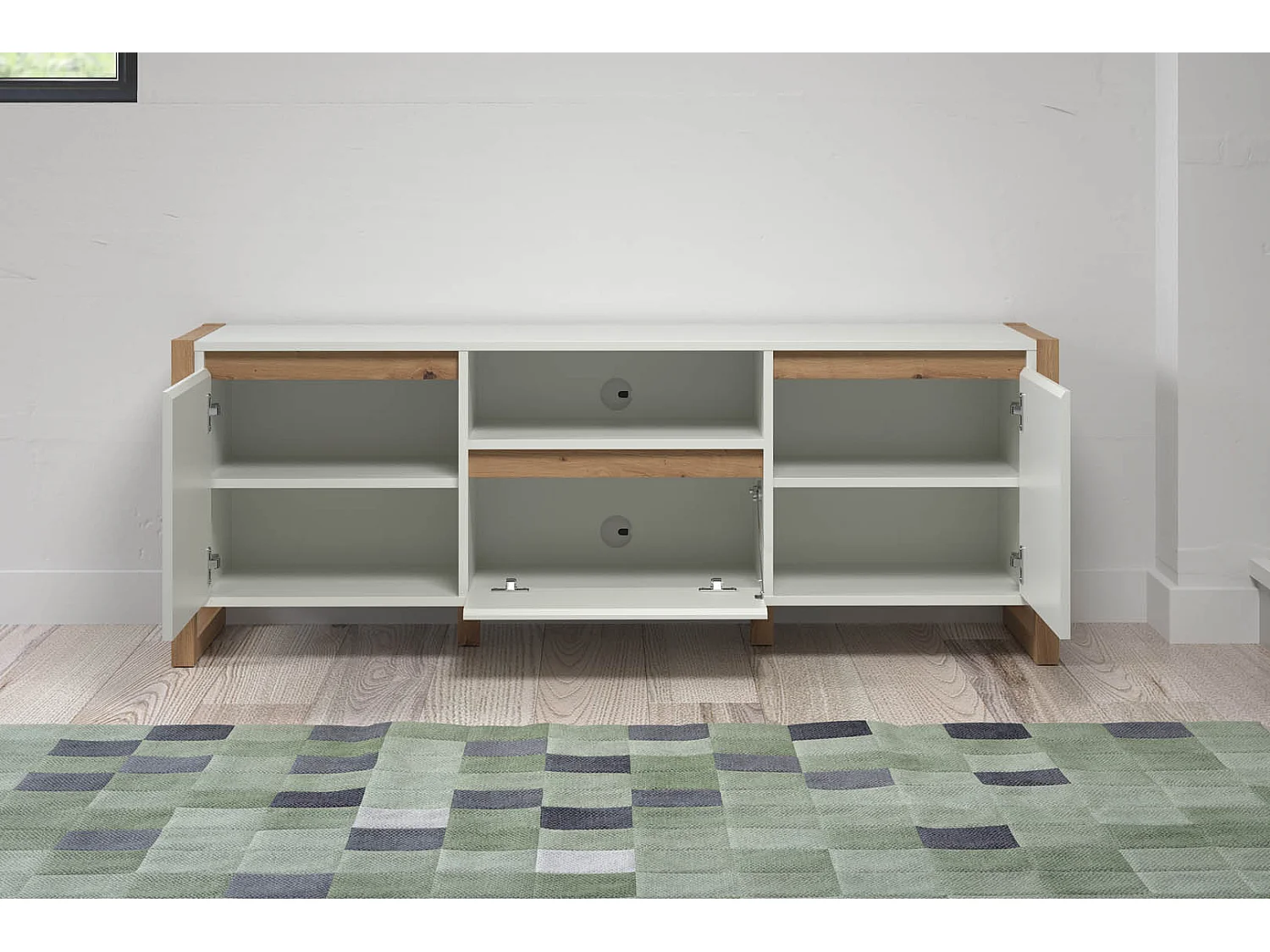 Maria TV-meubel van wit MDF en licht hout