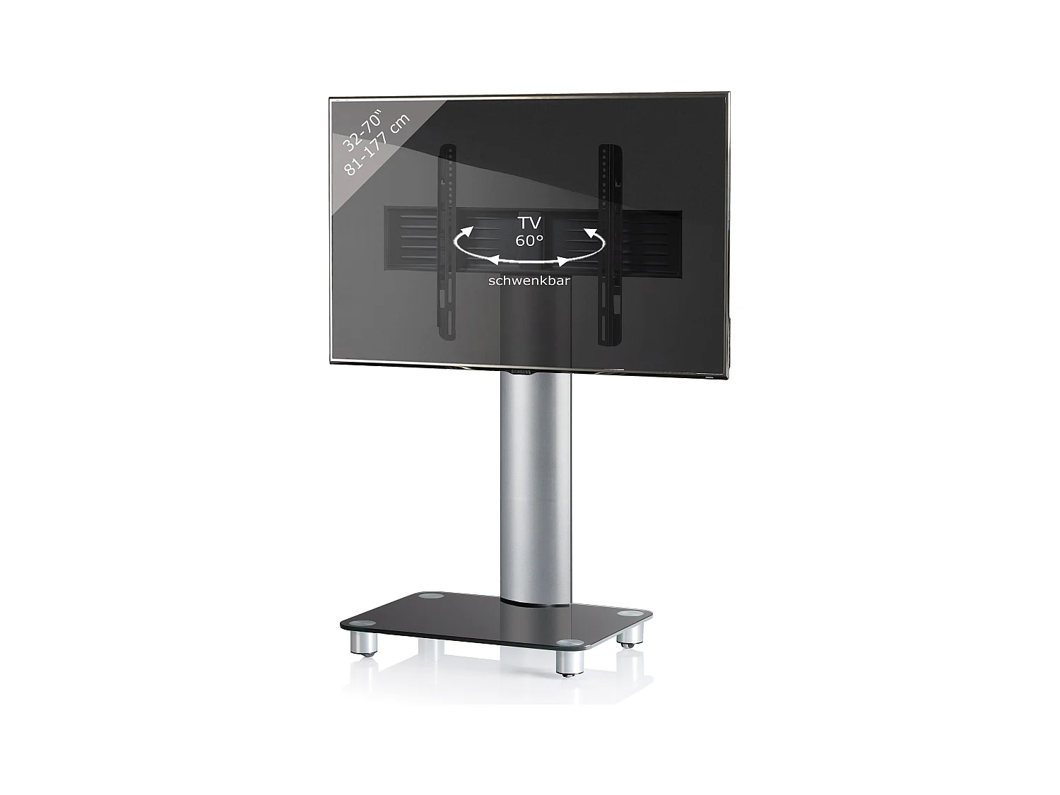 TV Standfuß Glas Fernseh Rollen Ständer Fuß Tosal