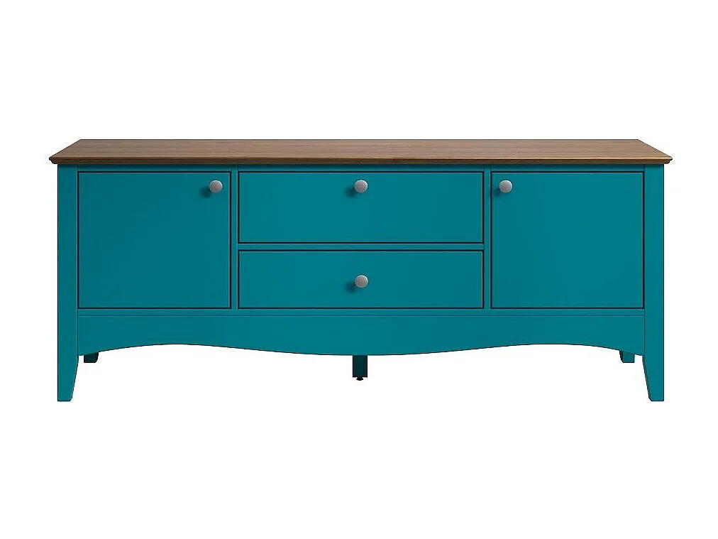 TV-meubel met 3 deuren en 1 lade in blauw en licht hout Elisa