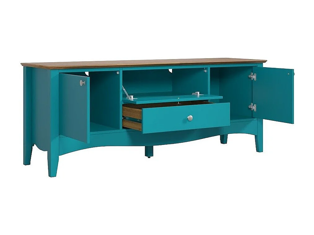 TV-meubel met 3 deuren en 1 lade in blauw en licht hout Elisa