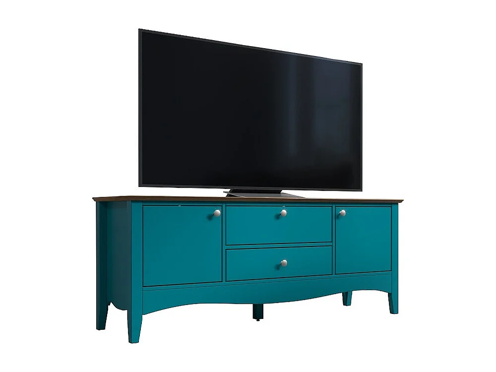 TV-meubel met 3 deuren en 1 lade in blauw en licht hout Elisa