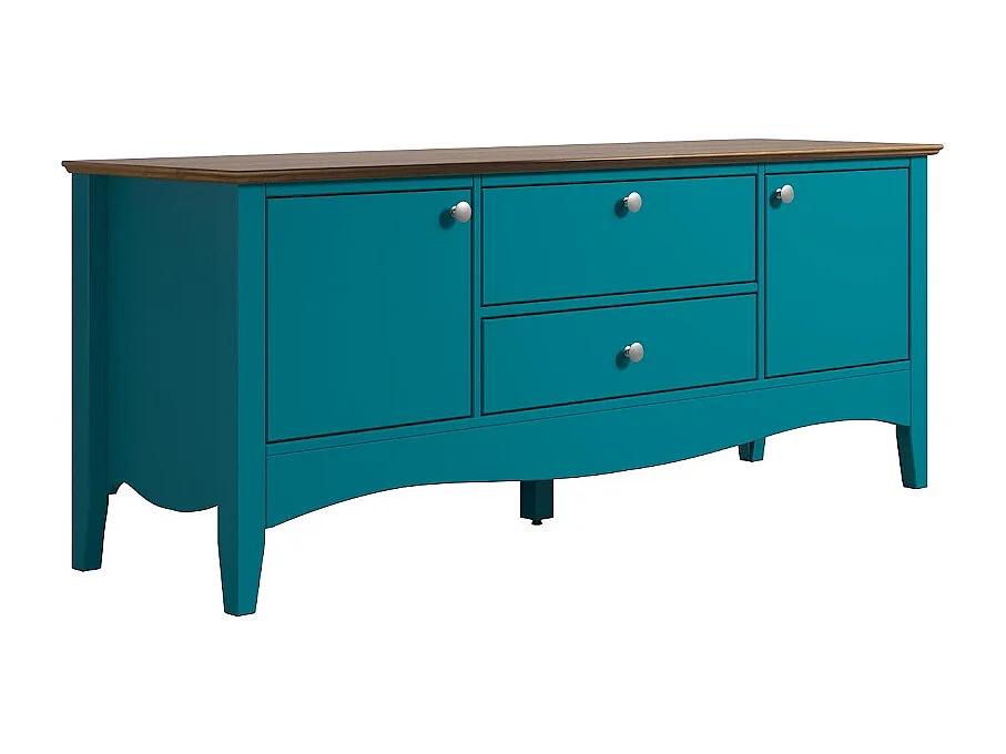 TV-meubel met 3 deuren en 1 lade in blauw en licht hout Elisa