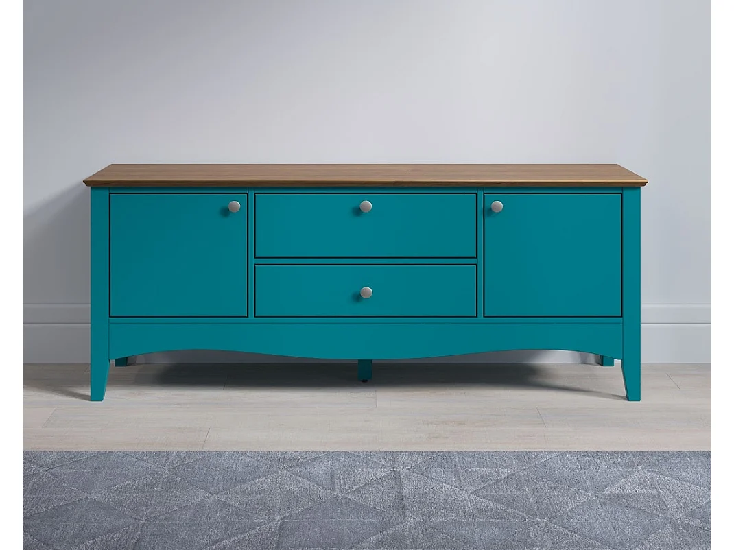 TV-meubel met 3 deuren en 1 lade in blauw en licht hout Elisa