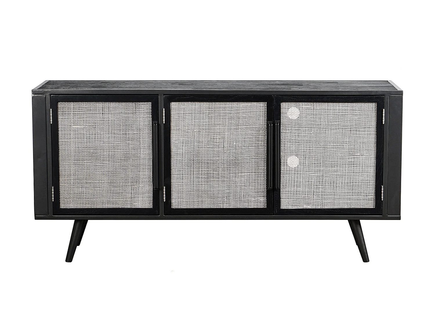 NordicMindiRattan Meuble TV avec 3 portes, noir.