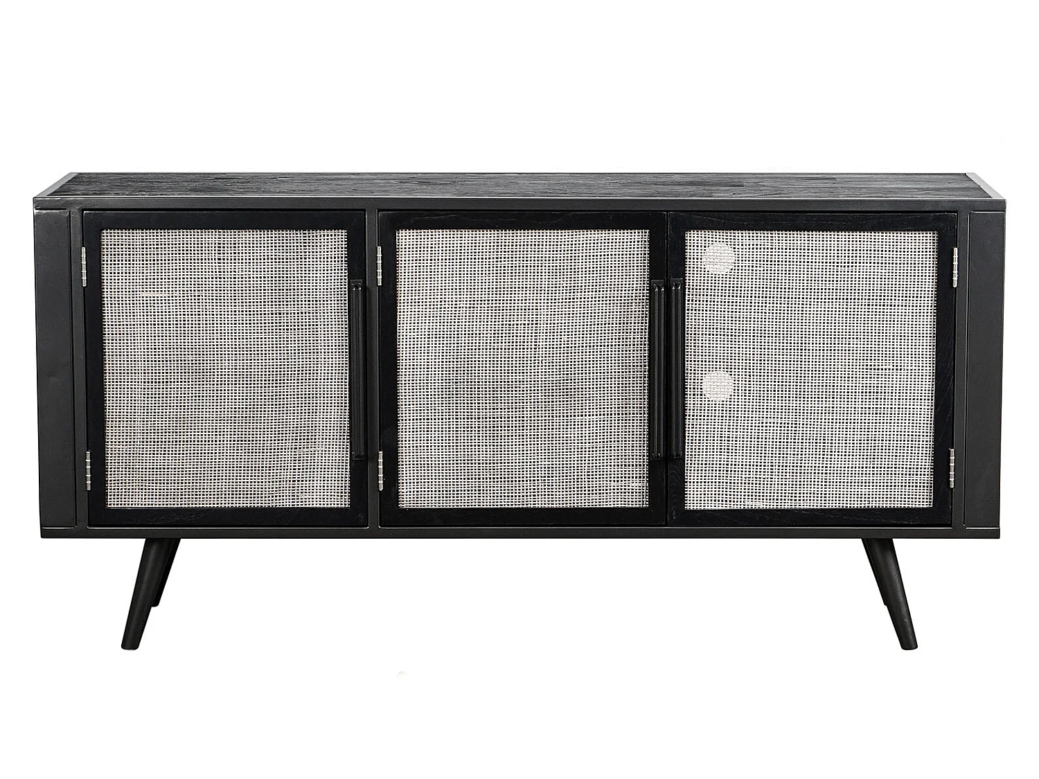 NordicMindiRattan Meuble TV avec 3 portes, noir.