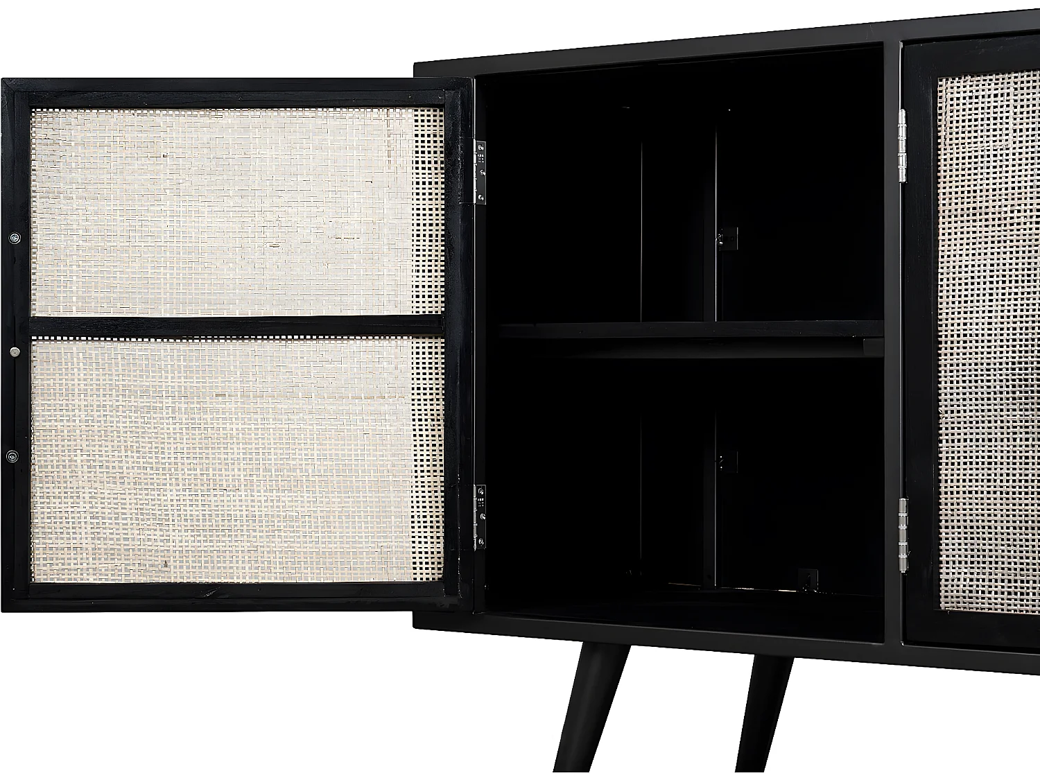 NordicMindiRattan Meuble TV avec 3 portes, noir.