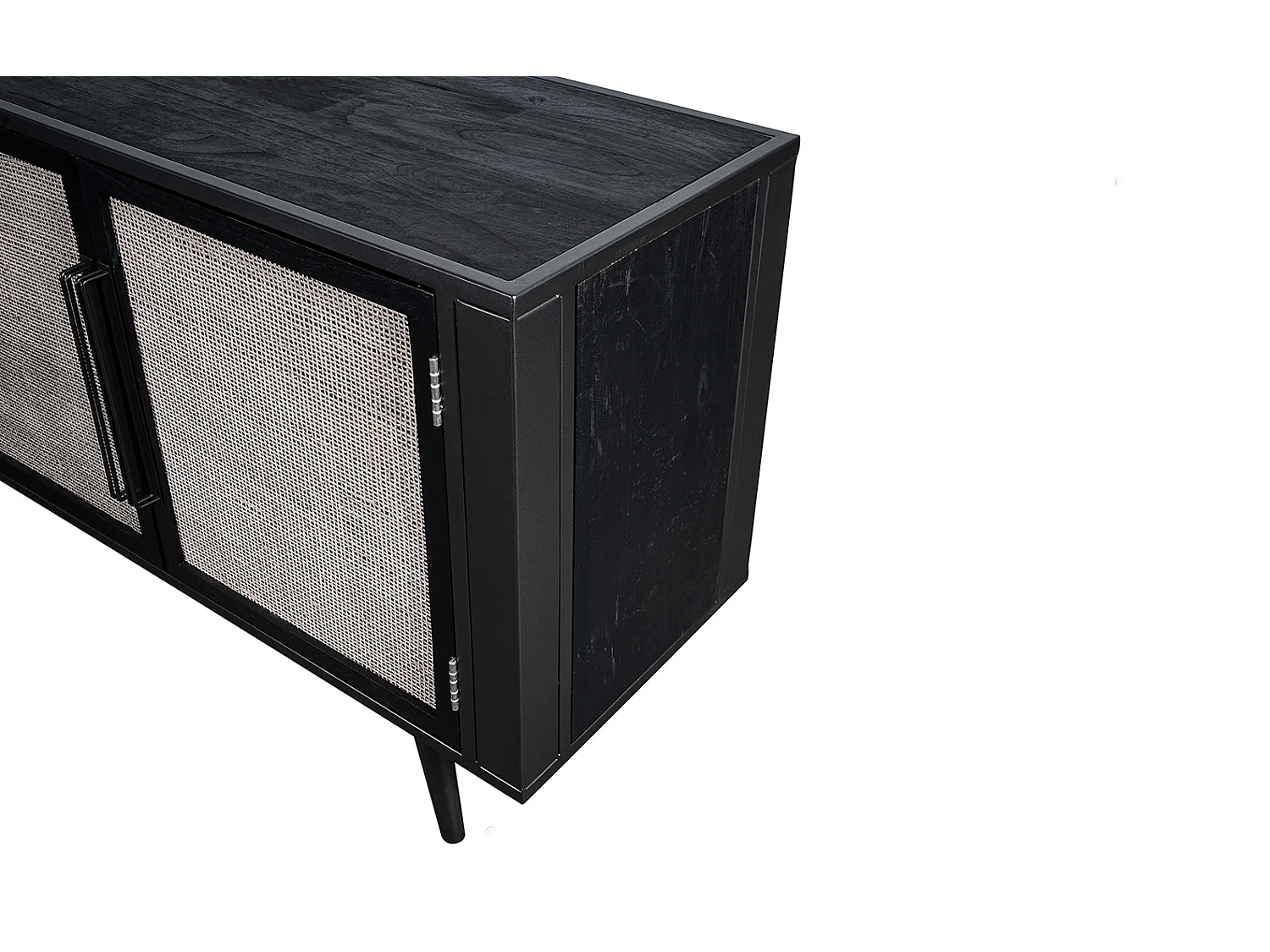 NordicMindiRattan Meuble TV avec 3 portes, noir.