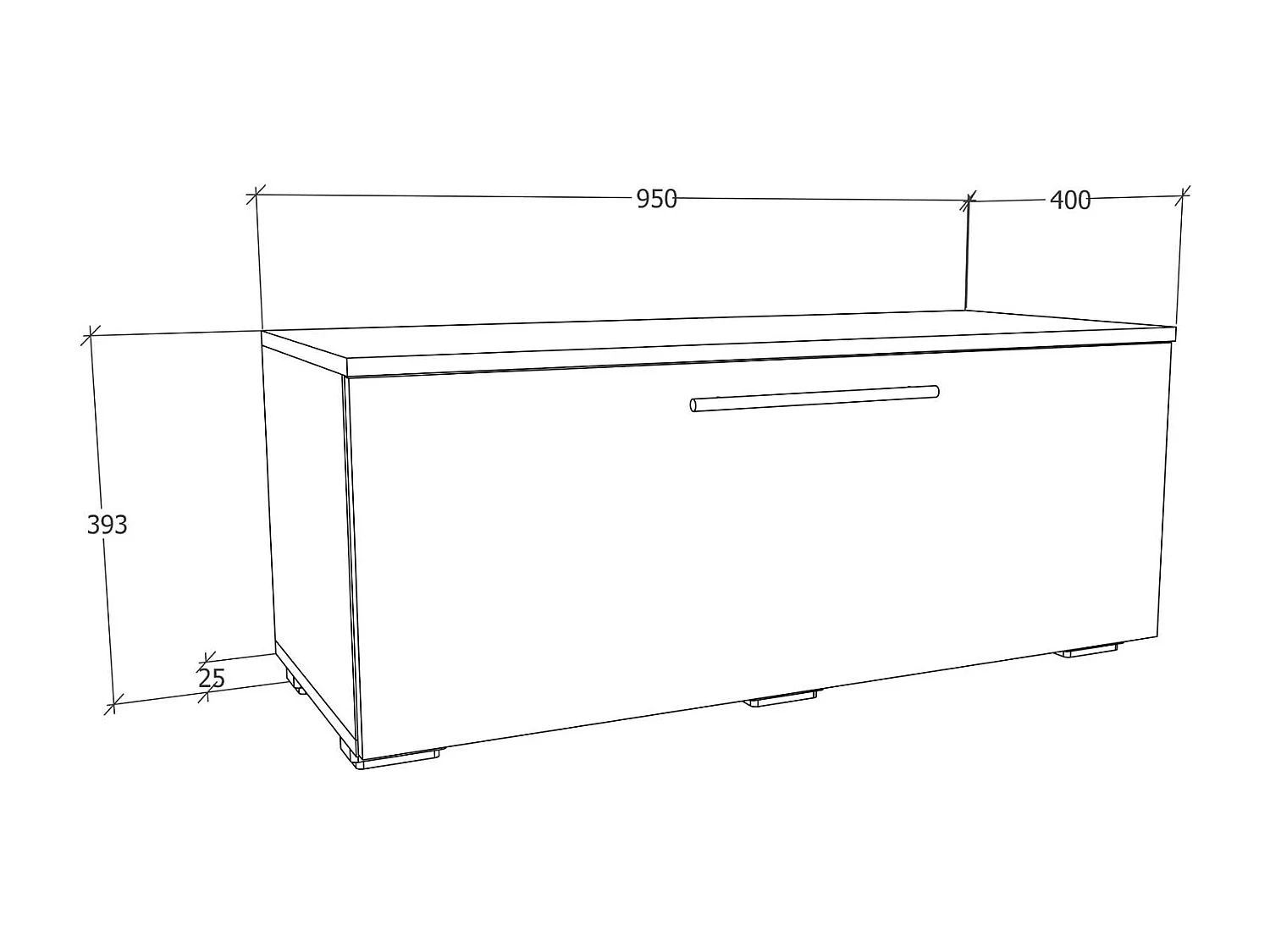 TV Furniture Arila White / Honey oak H. 39 x W. 95 x D. 40 cm