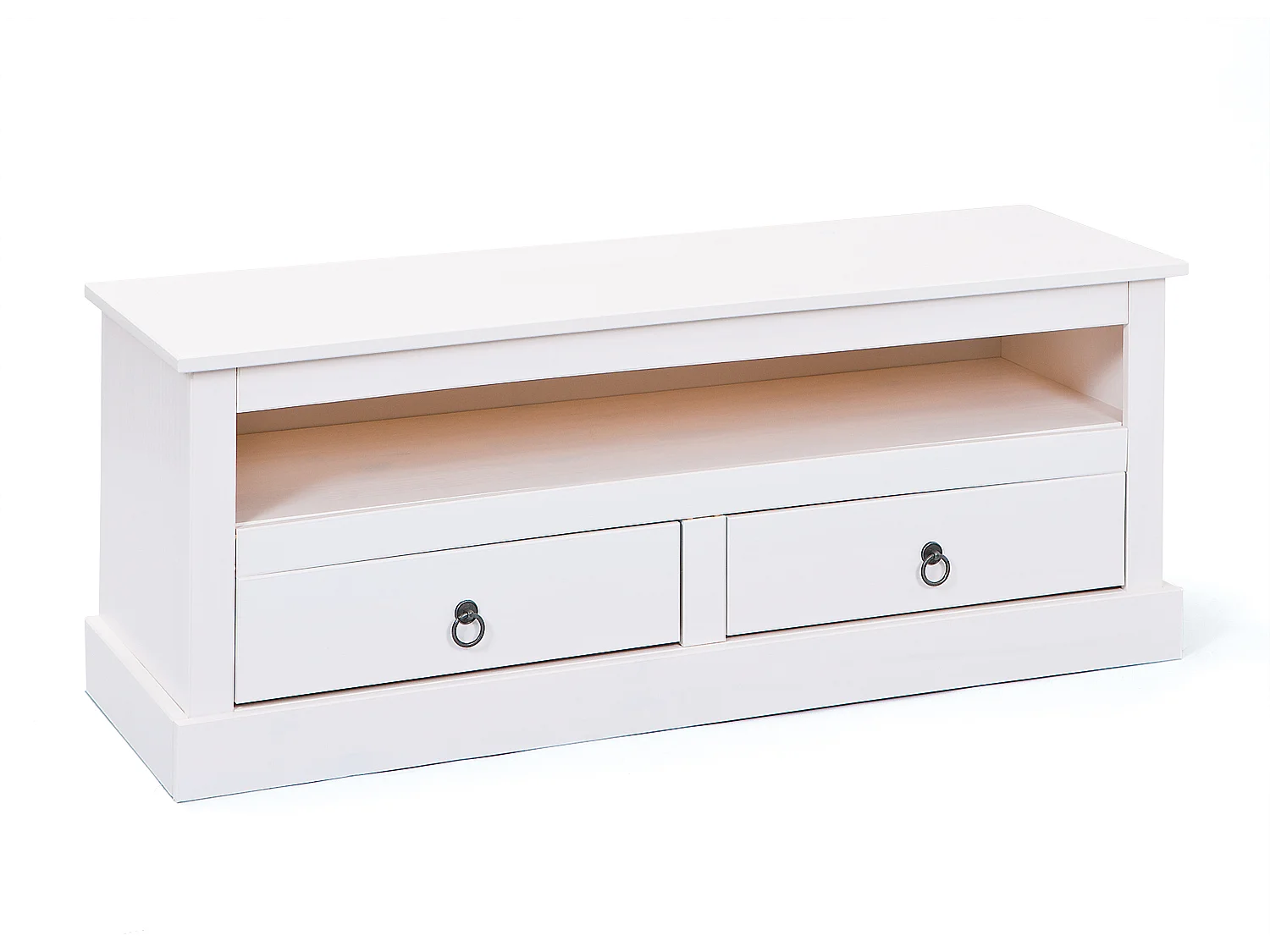Pall TV Tisch 2 Schubladen, 1 Fach, weiss.