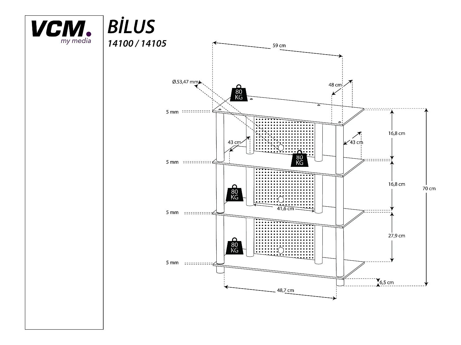 Hifi Furniture Bilus Clear glass H. 70 x W. 59 x D. 48 cm