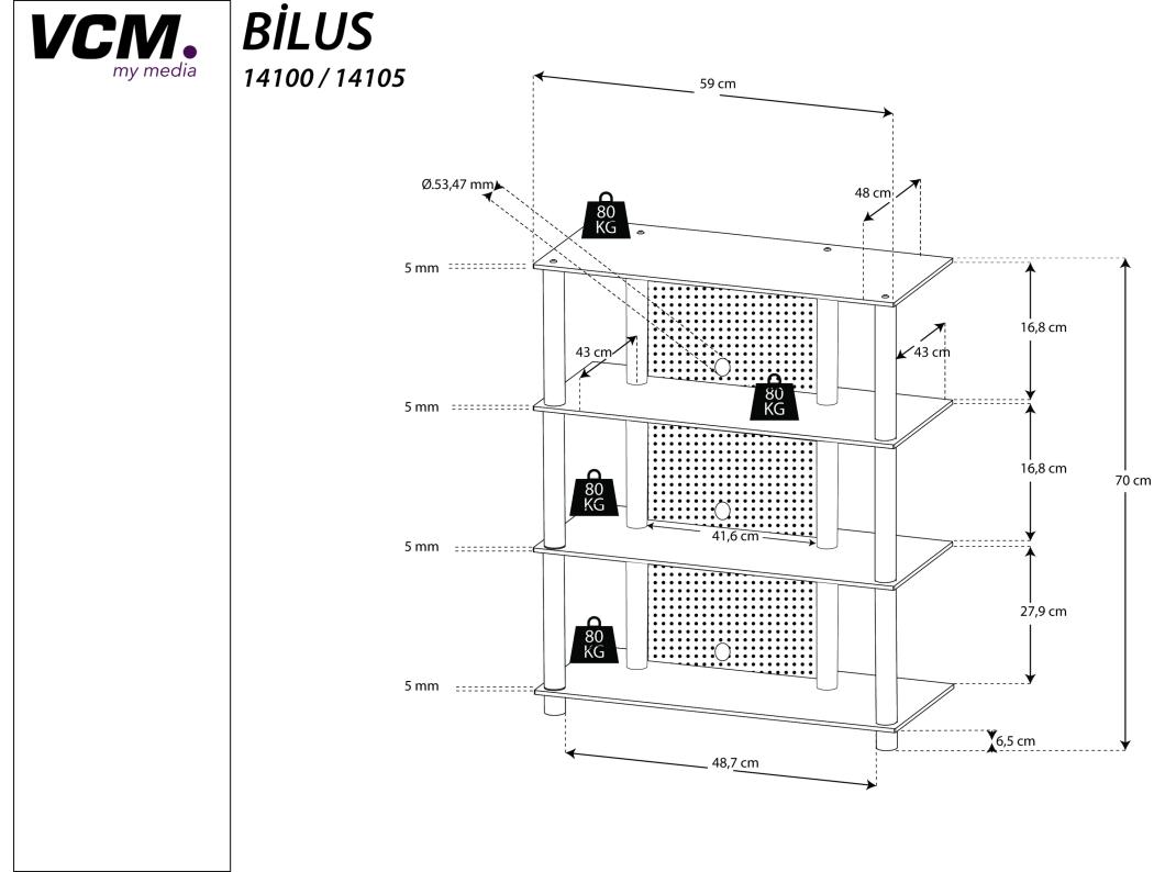 Mobili Hifi Rack Alluminio Vetro Phono Bilus