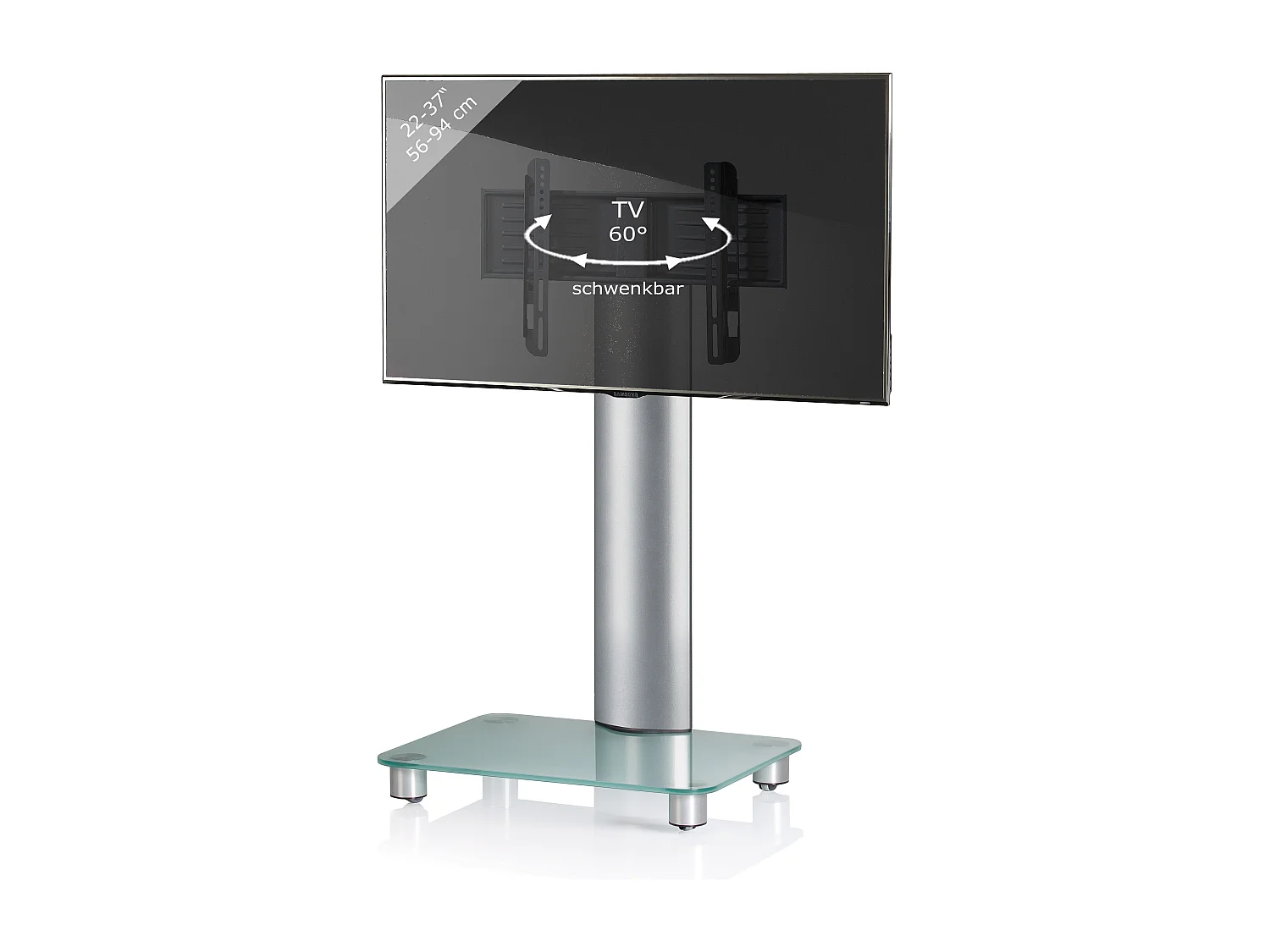 TV stand feet Bilano Matte glass H. 100 x W. 60 x D. 44 cm