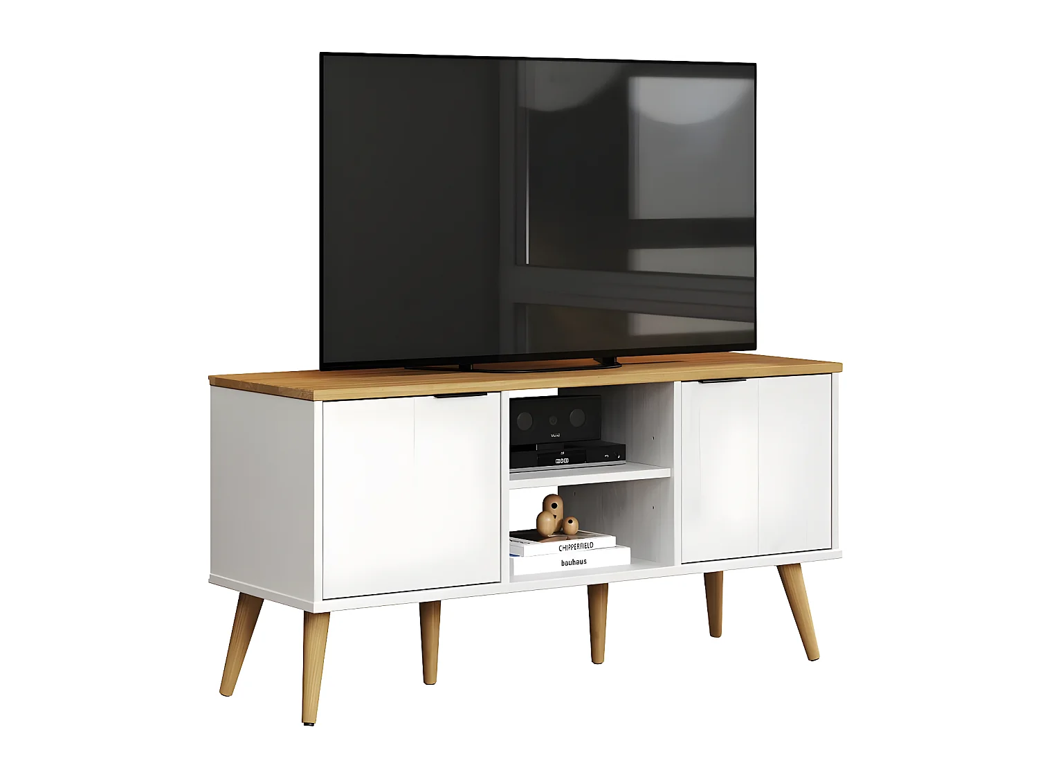 Paterno table TV blanc,miel.