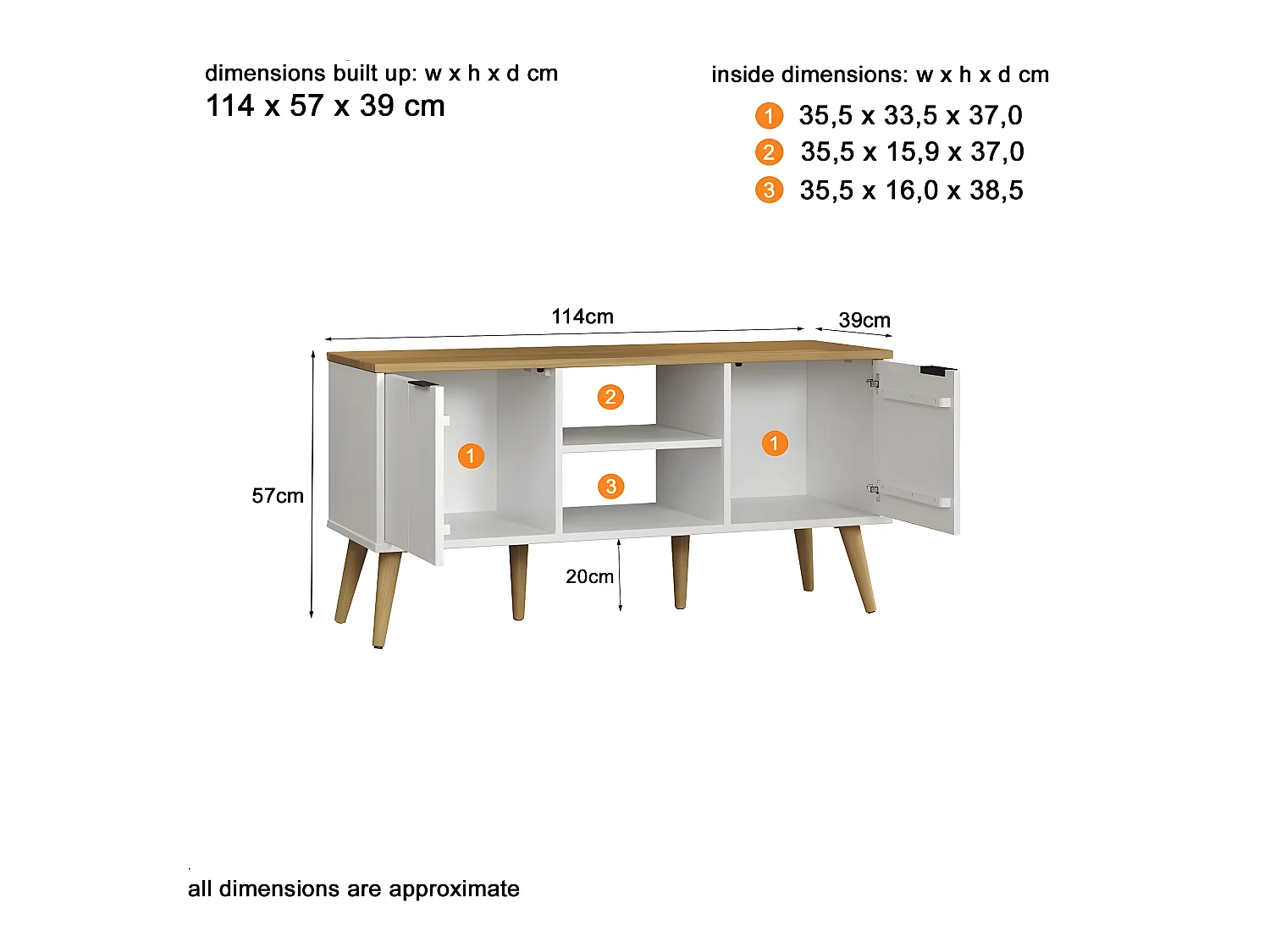 Paterno table TV blanc,miel.
