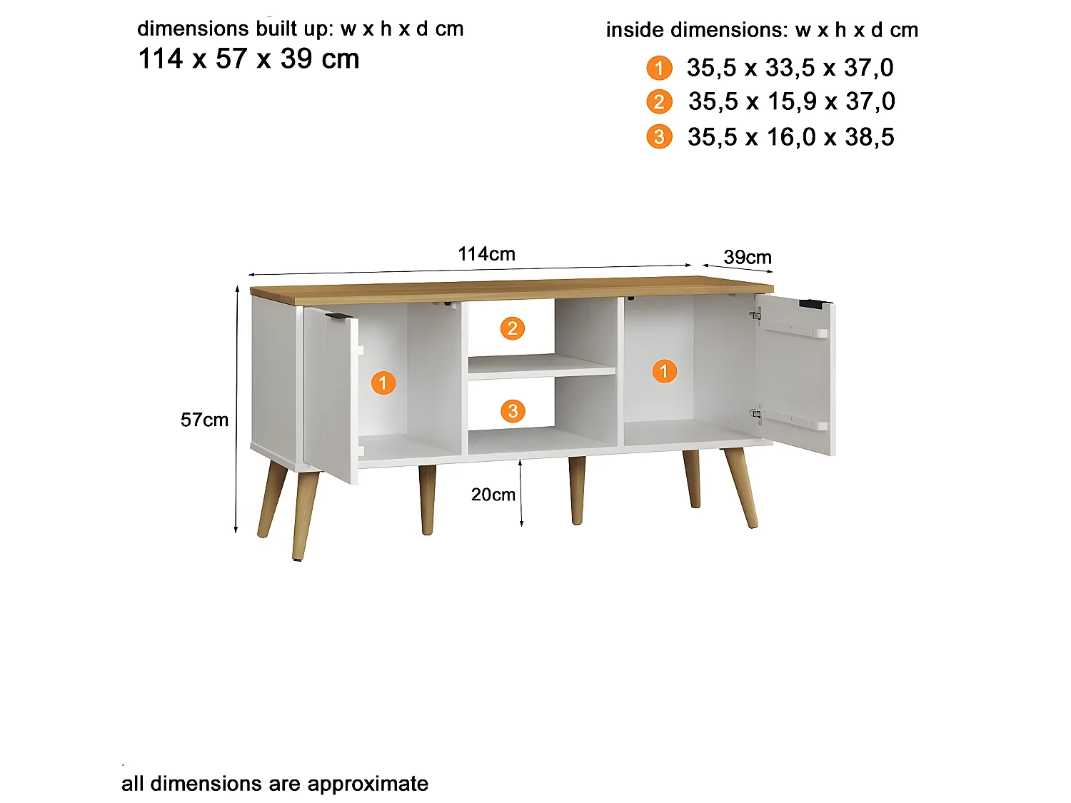 Paterno TV-meubel wit,honing.