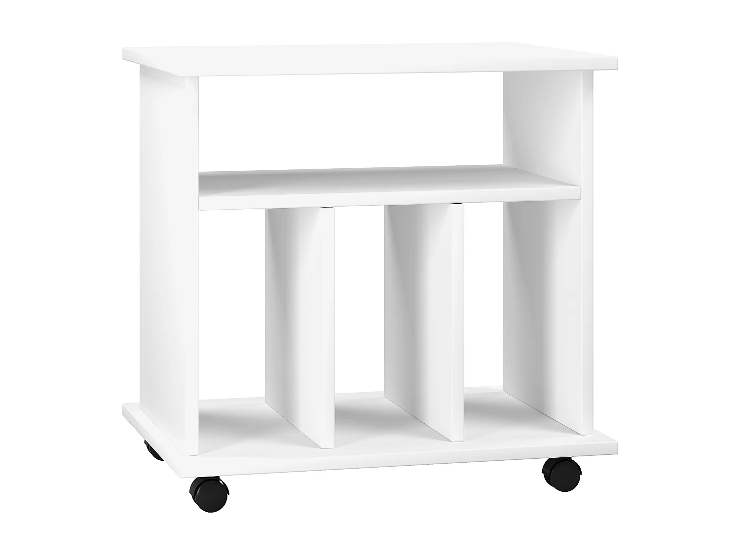 Mesa lateral de madeira VCM | Mesa de centro simples | Rodízios Sofáticos | Dimensões aprox. A. 59 x L. 60 x P. 45 cm | Mesa de Café Rollable - Tabina (Branco)
