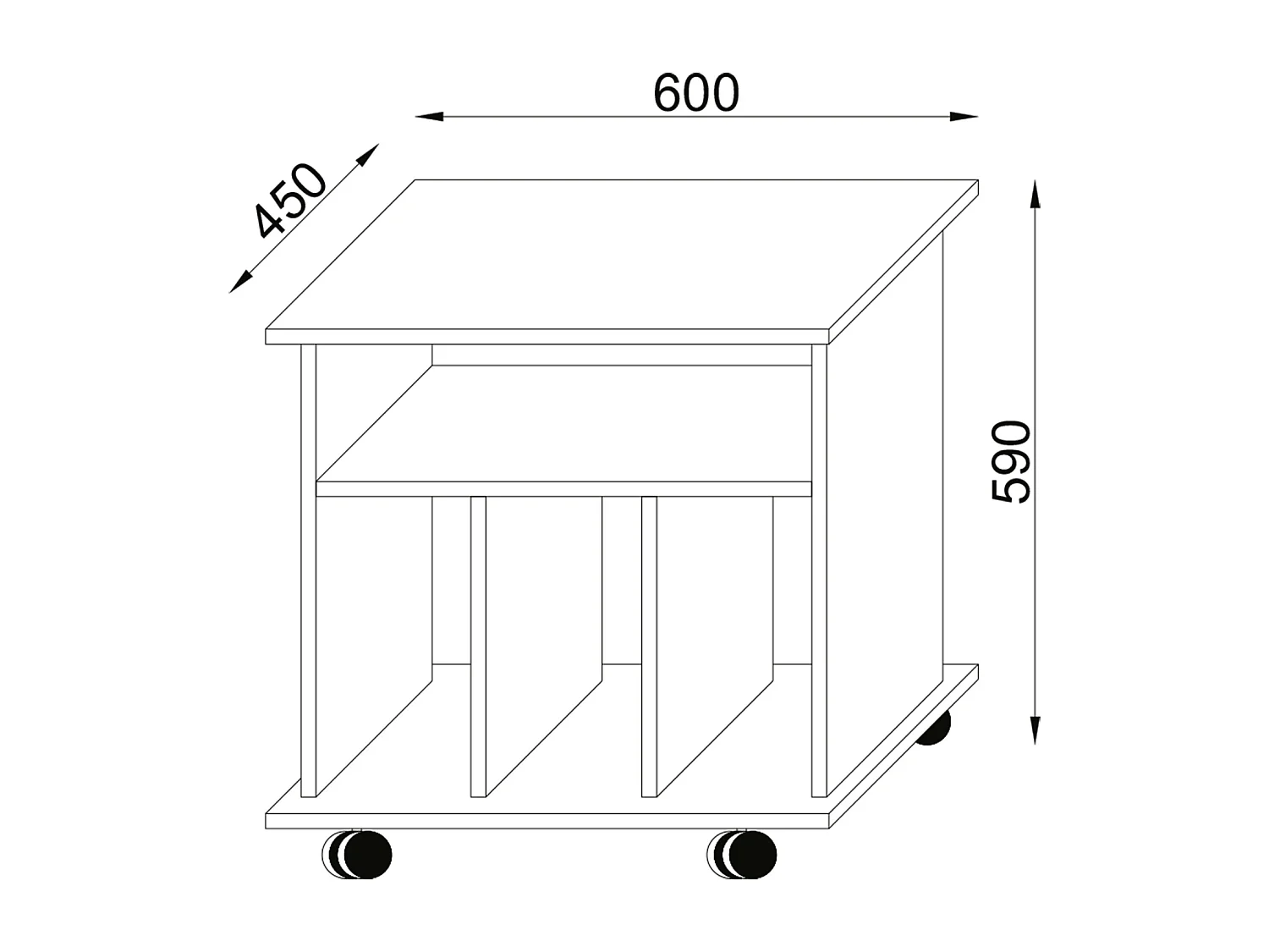 Mesa lateral de madeira VCM | Mesa de centro simples | Rodízios Sofáticos | Dimensões aprox. A. 59 x L. 60 x P. 45 cm | Mesa de Café Rollable - Tabina (Branco)