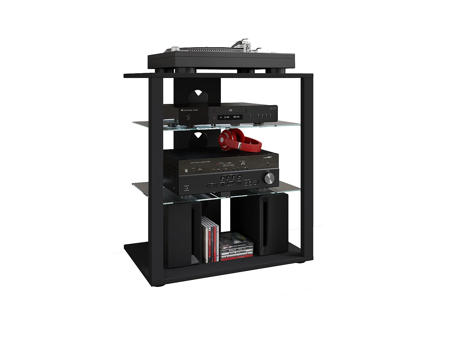 Hifi Furniture Folas Black H. 70 x W. 60 x D. 41 cm