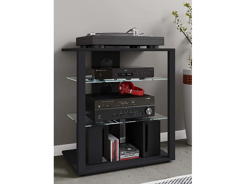 Hifi Furniture Folas Black H. 70 x W. 60 x D. 41 cm