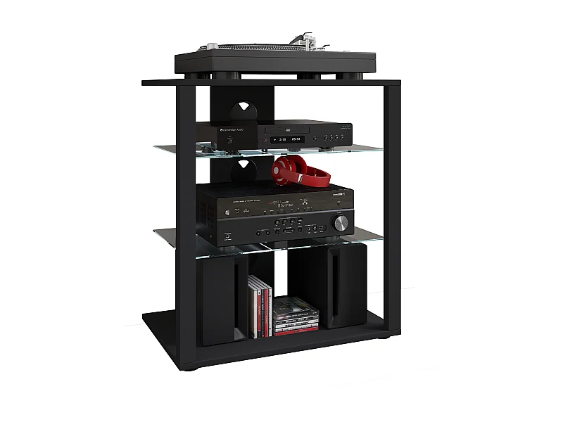 Hifi Furniture Folas Black H. 70 x W. 60 x D. 41 cm