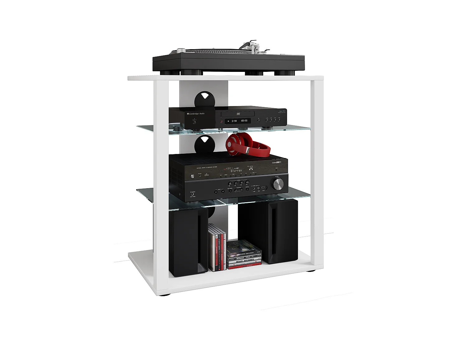 Hifi Möbel Rack Alu Glas Phono Mediaregal Folas