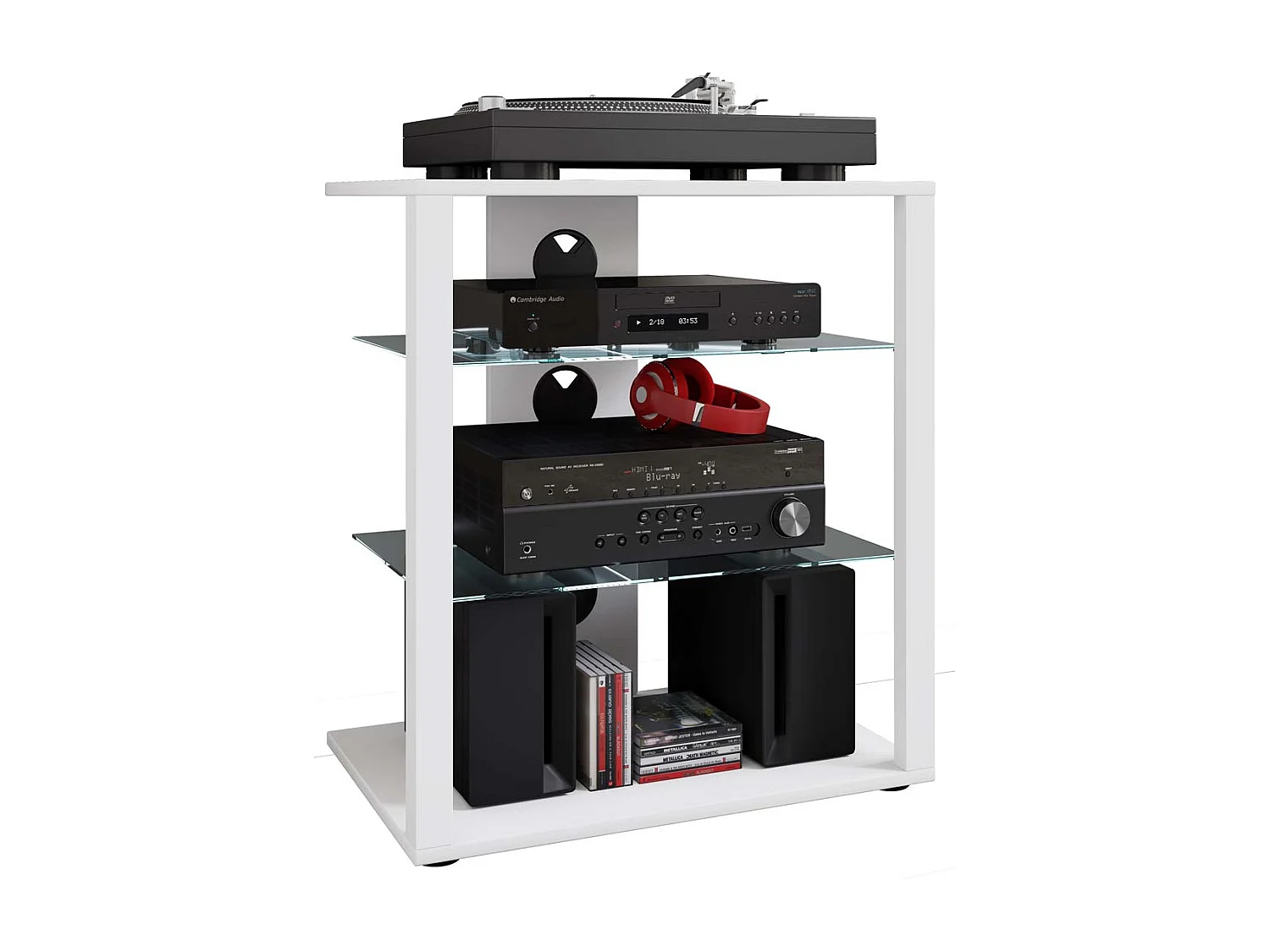 Folas meuble Hifi 3 tablettes blanc.