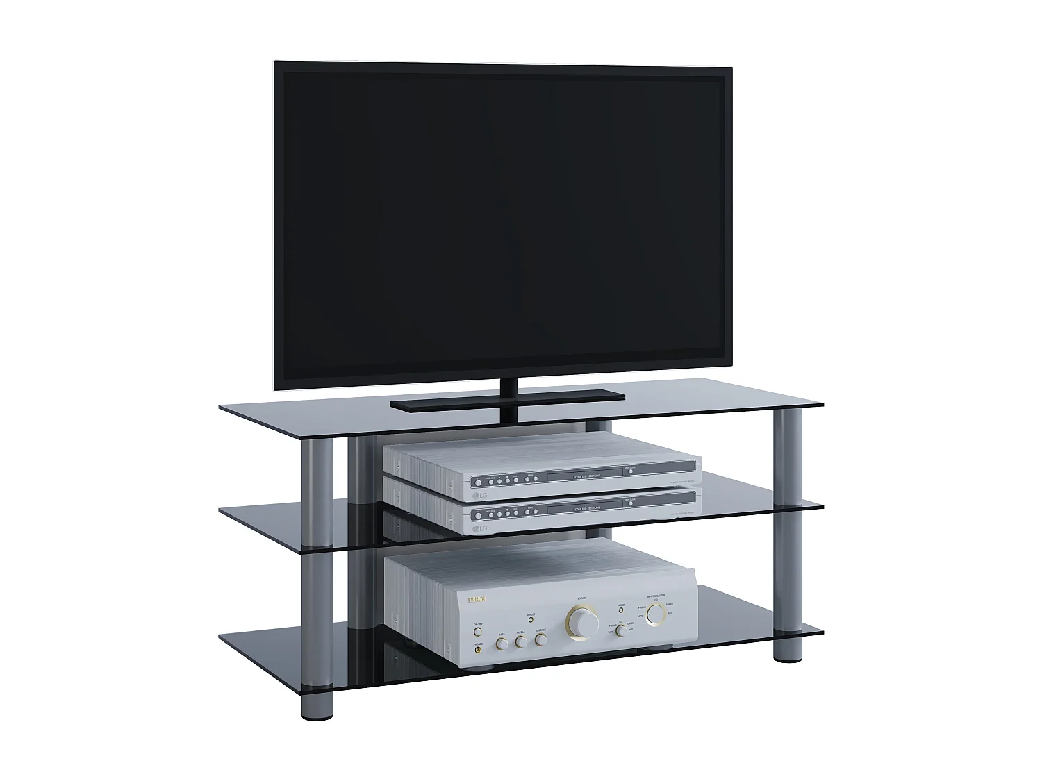 TV Möbel Sideboard Fernseh Rack Alu Glas Netasa