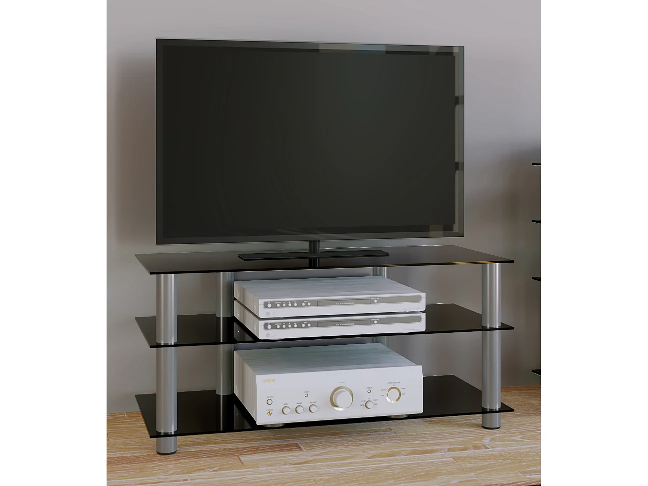 TV Möbel Sideboard Fernseh Rack Alu Glas Netasa