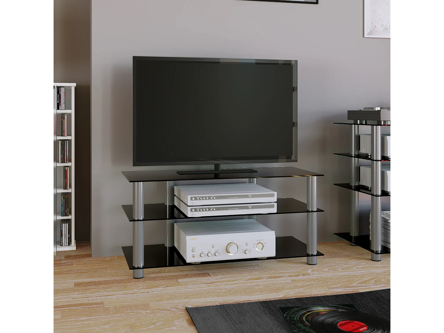 TV Möbel Sideboard Fernseh Rack Alu Glas Netasa