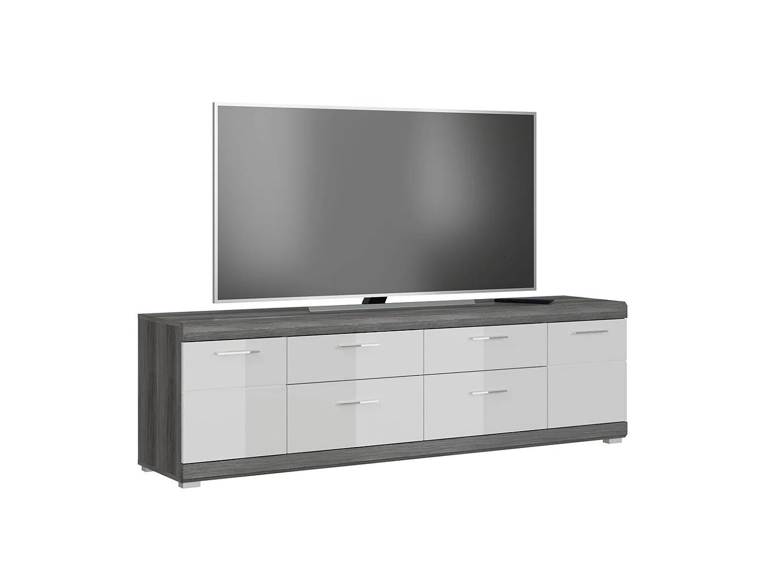 Scout table tV 2 portes, 2 tiroirs gris.