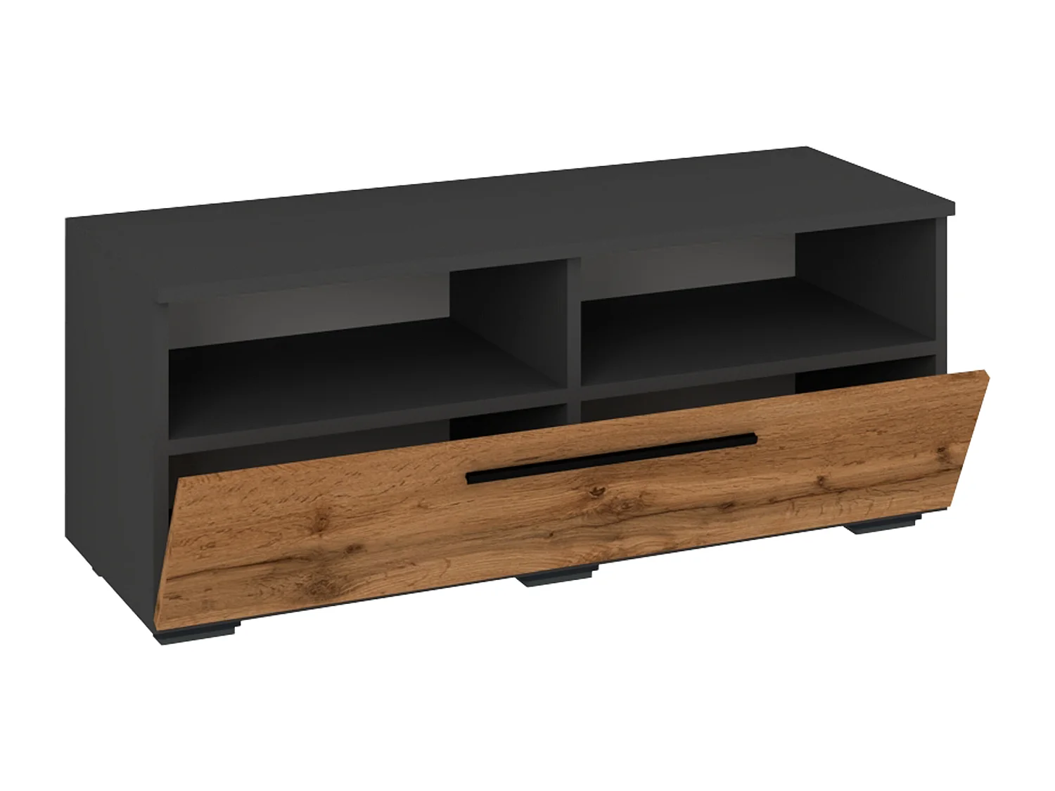 TV Furniture Arila Anthracite / honey oak H. 39 x W. 95 x D. 40 cm