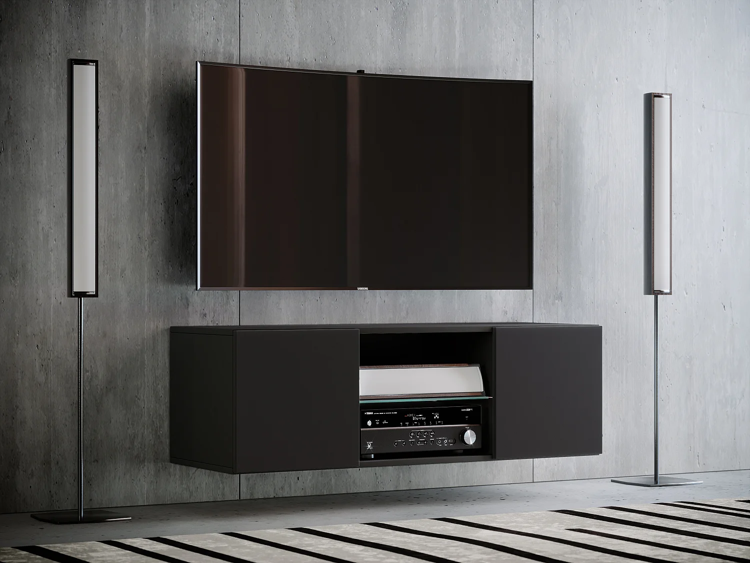 TV Furniture Jusa Black H. 40 x W. 115 x D. 36 cm