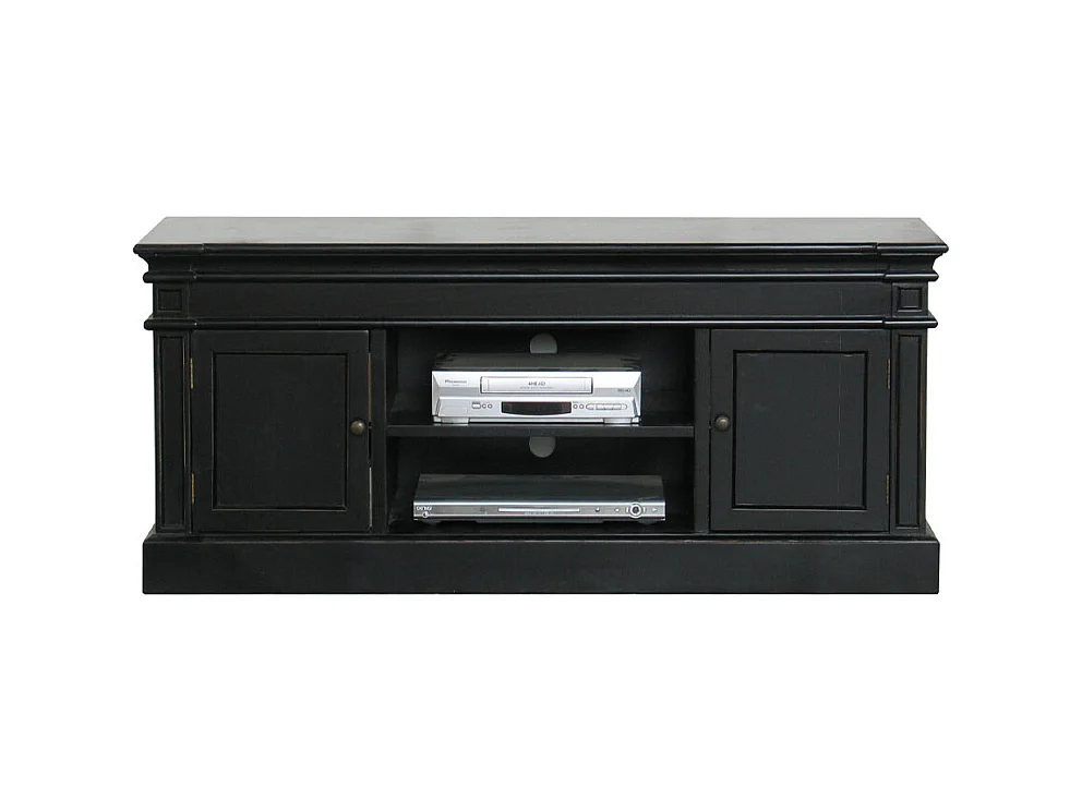 Amaretta Meuble TV largeur 137 cm, hauteur 60 cm, vintage patiné noir.