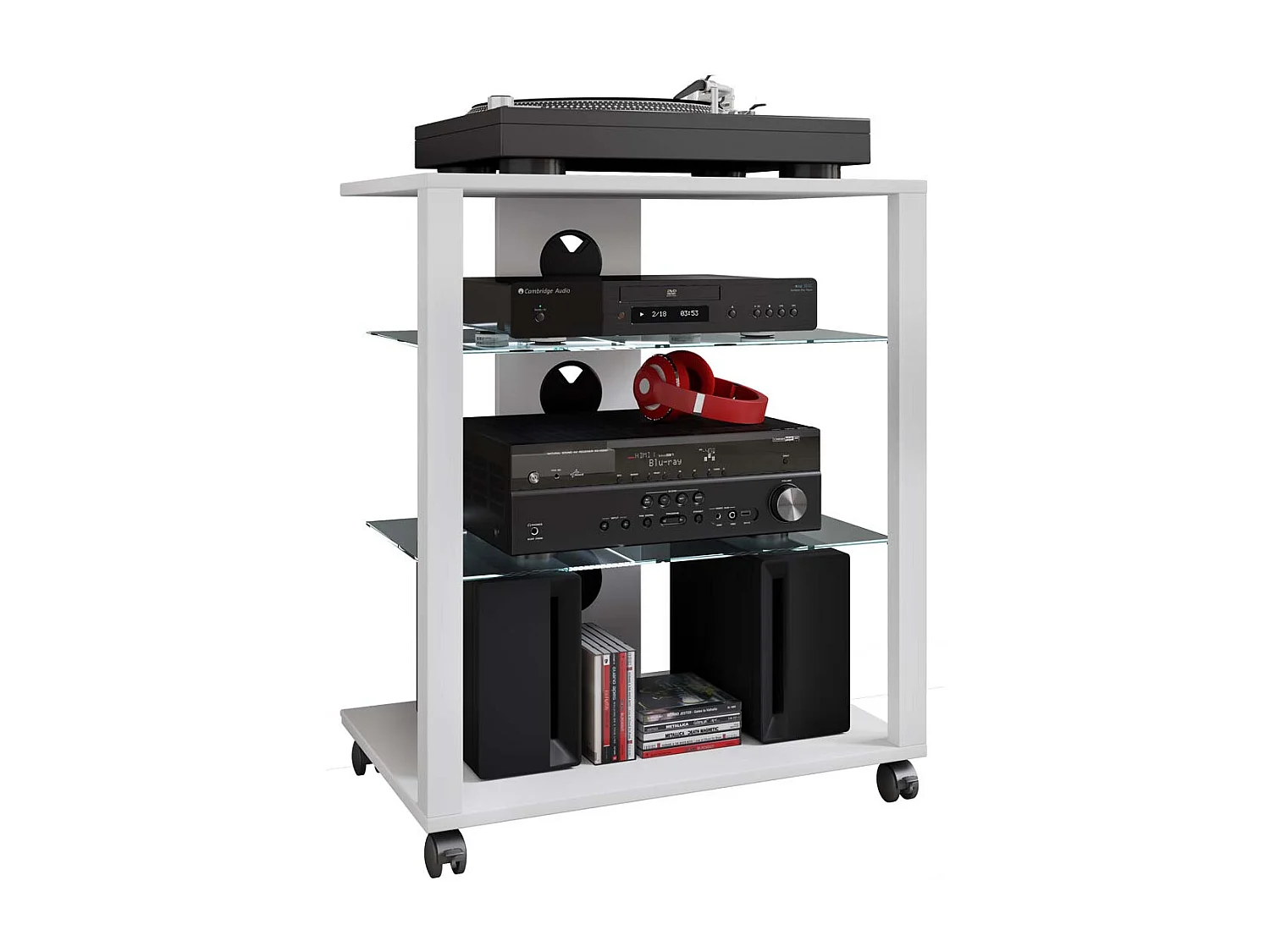 FolasR meuble Hifi 3 tablettes blanc.