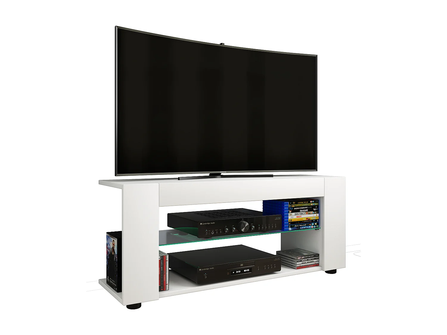PlexaloXL table TV 2 tablettes blanc.