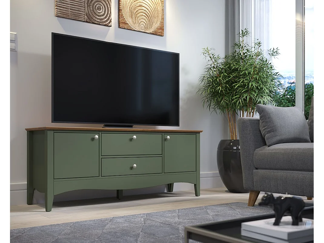 TV-meubel 3 deuren 1 lade groen en licht hout Elisa
