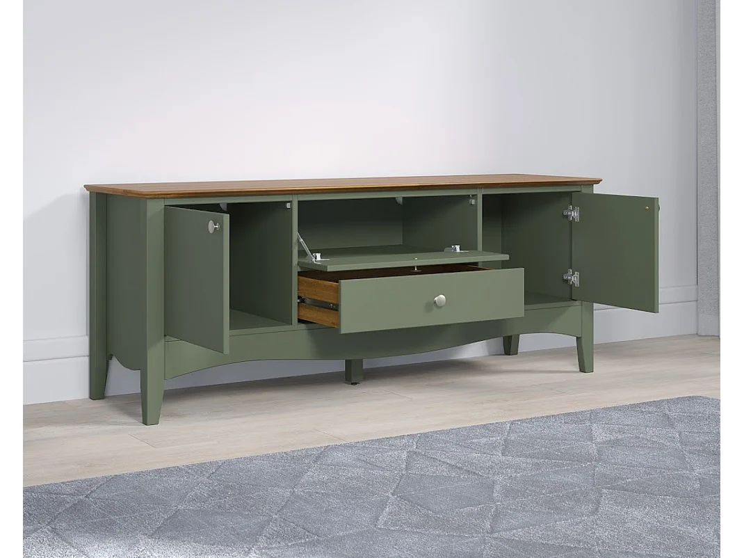 TV-meubel 3 deuren 1 lade groen en licht hout Elisa