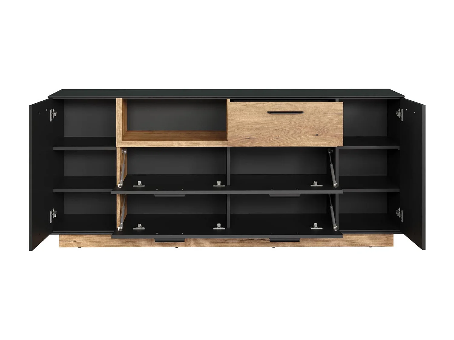 Synnax table TV 2 portes, 2 Claquement de portes, 1 tablette, 1 tiroir gris,chêne décor.