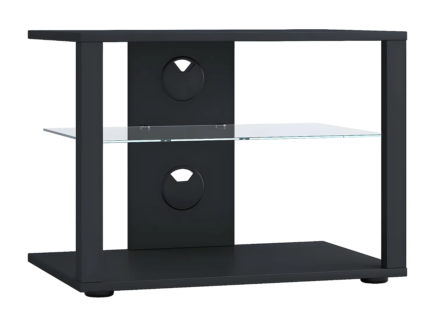VCM bois TV Lowboard meuble TV Rack console meuble TV table phono verre Folas M (noir)