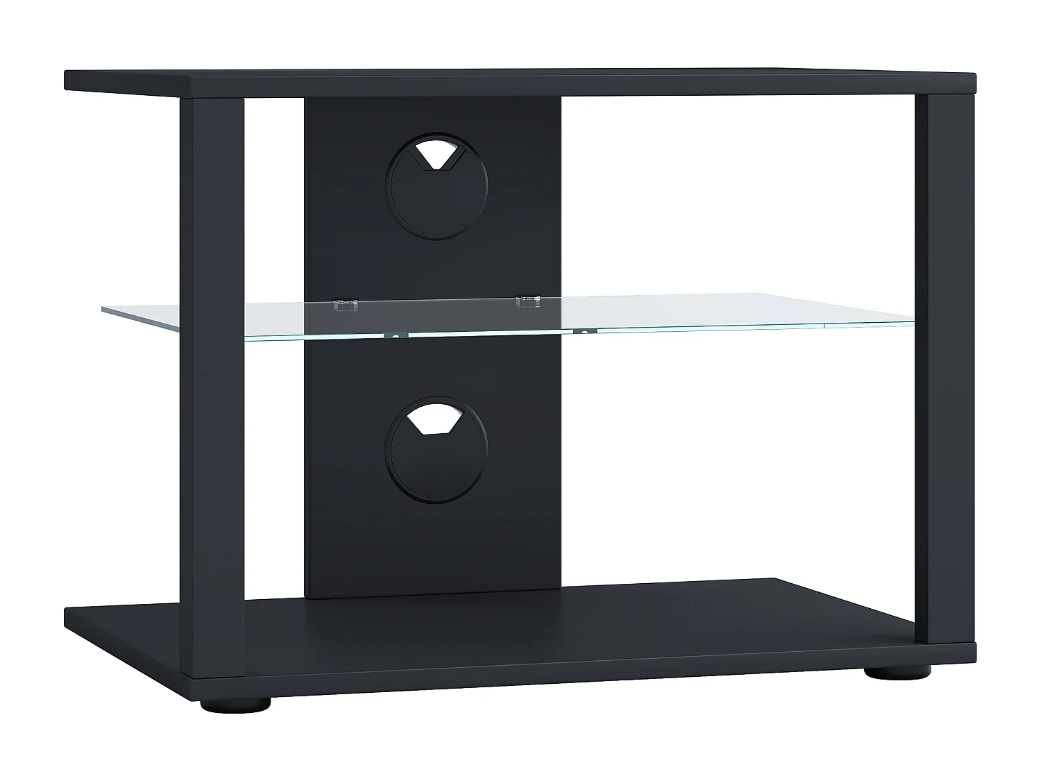 VCM bois TV Lowboard meuble TV Rack console meuble TV table phono verre Folas M (noir)