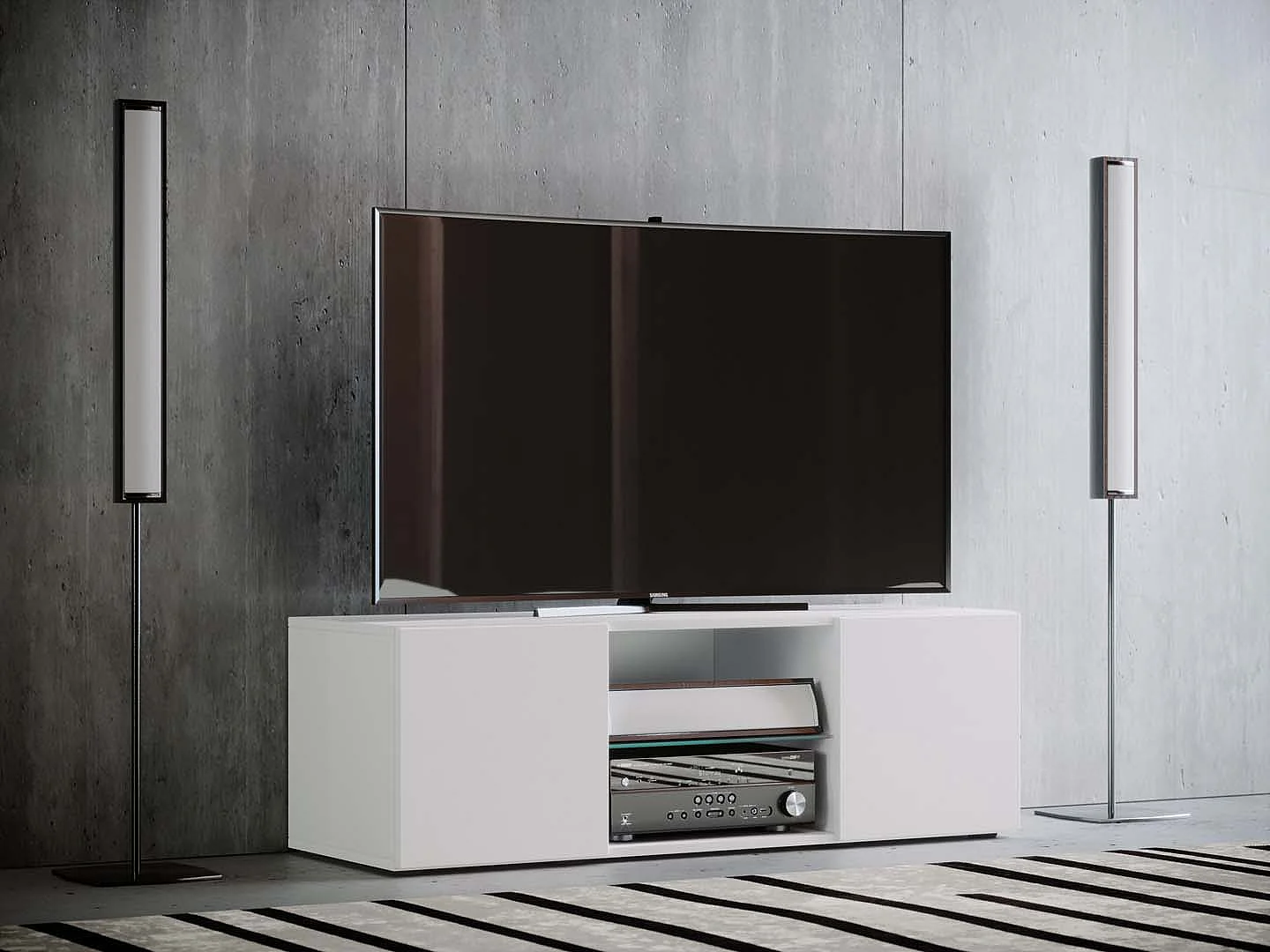 Drewno TV Lowboard Szafka TV Lowina L