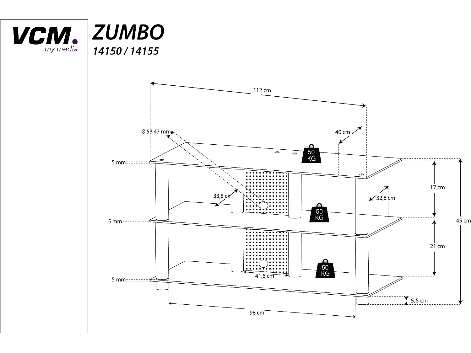 Meble telewizyjne Fernseh Rack Alu Glass Zumbo