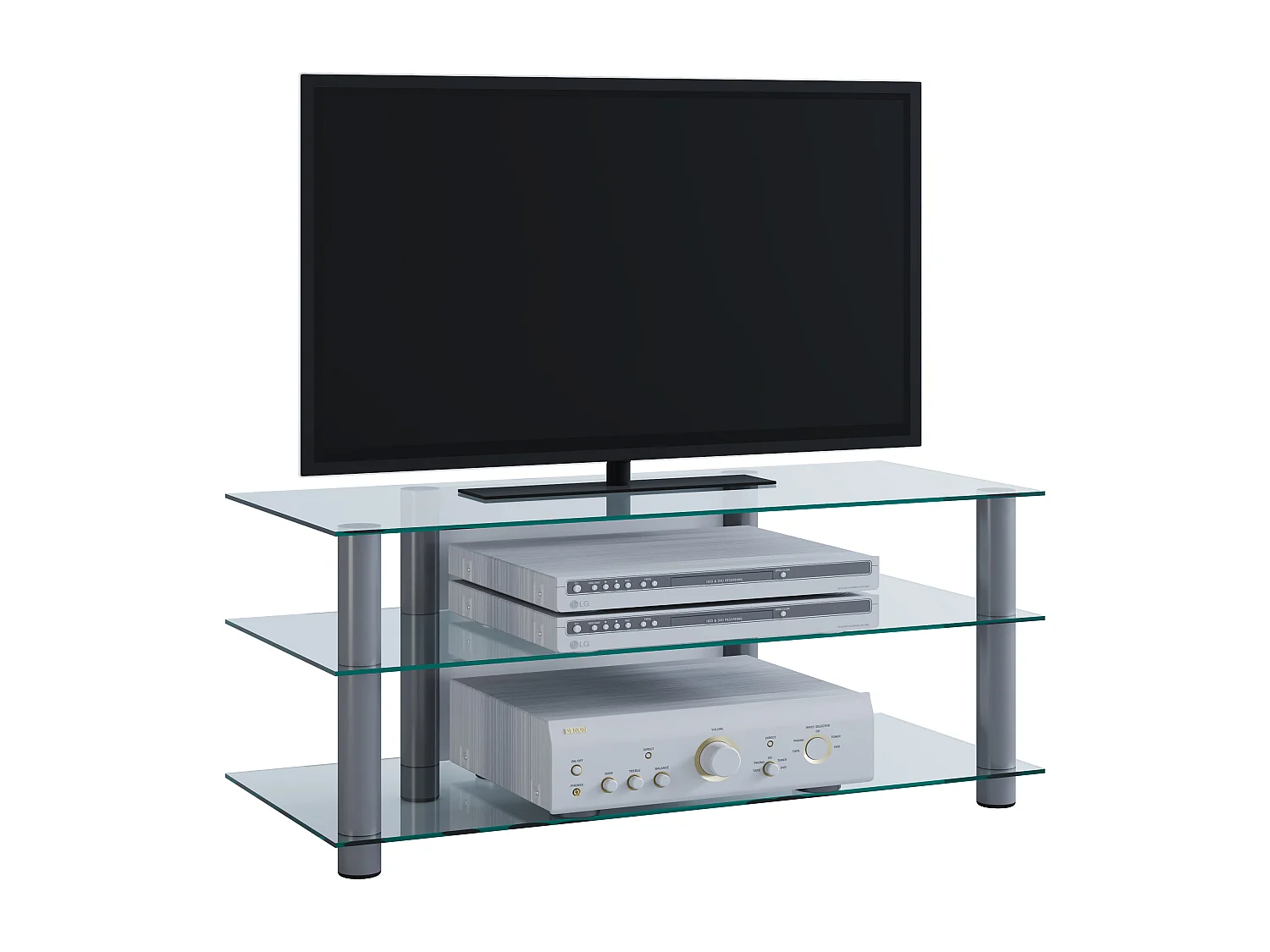 TV Möbel Sideboard Fernseh Rack Alu Glas Zumbo