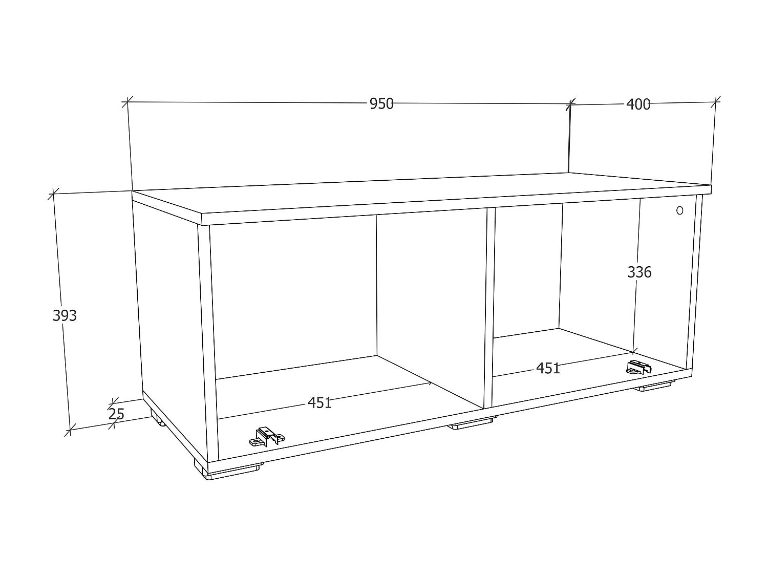TV Furniture Arila White H. 39 x W. 95 x D. 40 cm