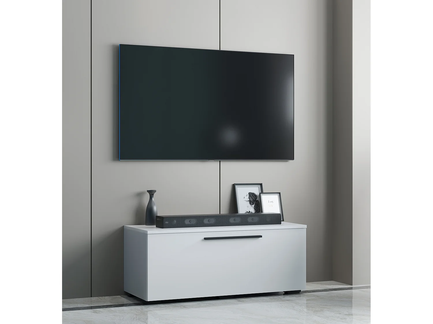 TV Furniture Arila White H. 39 x W. 95 x D. 40 cm