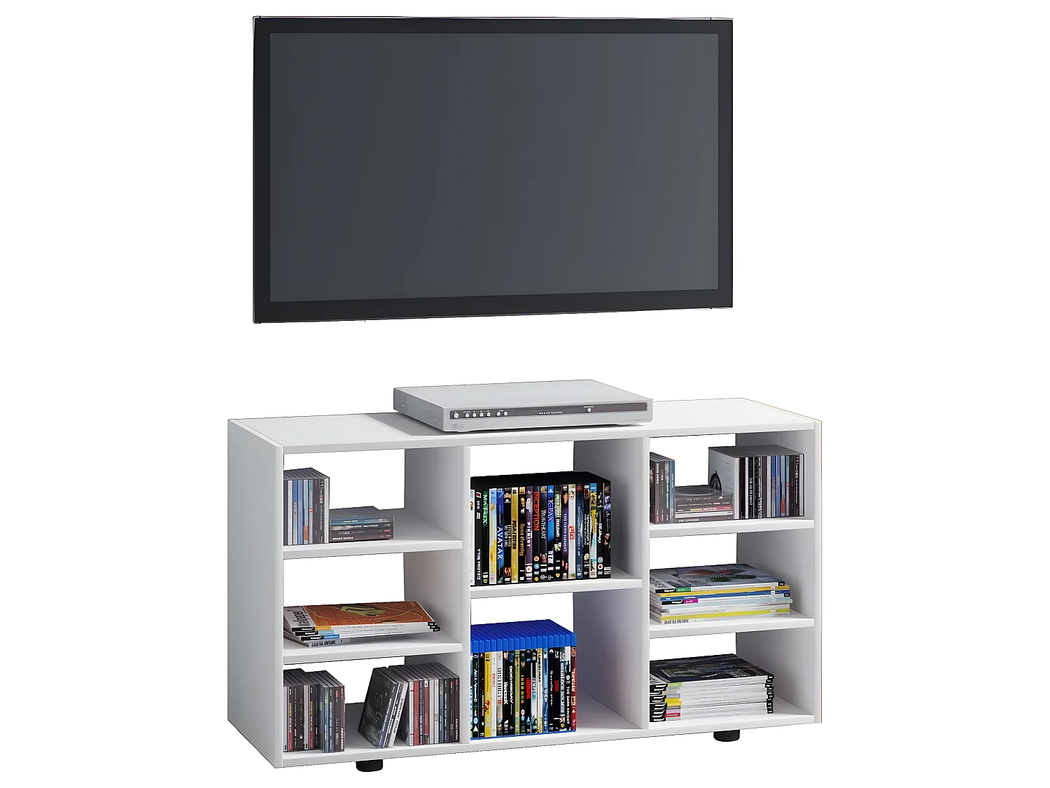 Fetino TV Tisch 8 Ablagen weiß.