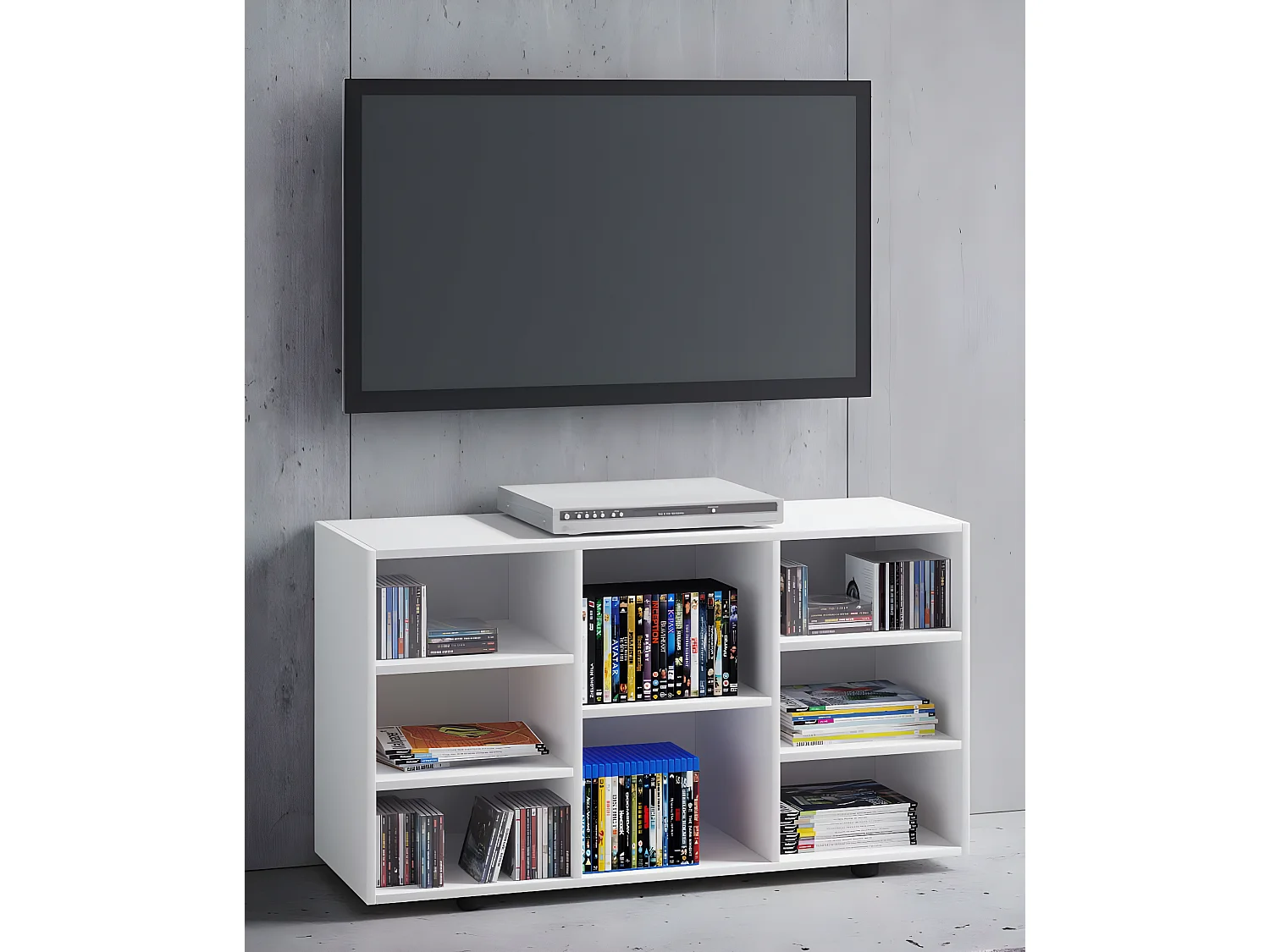 Fetino TV Tisch 8 Ablagen weiß.