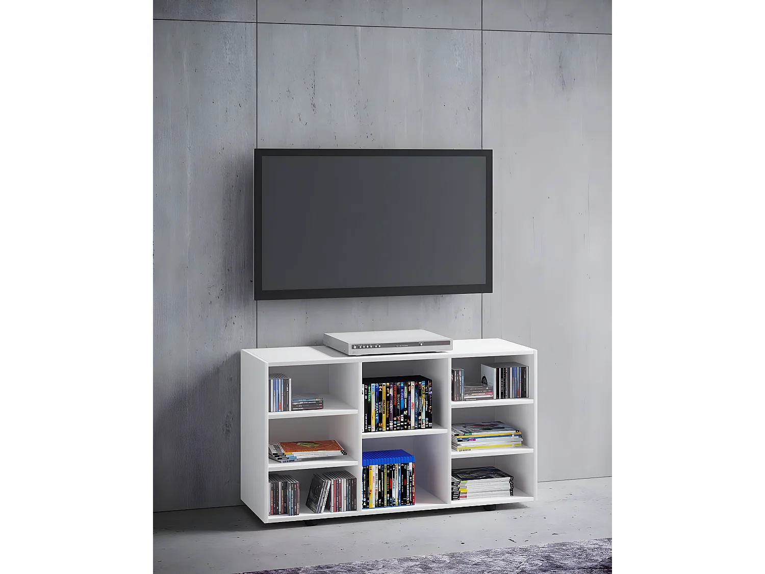 Fetino TV Tisch 8 Ablagen weiß.