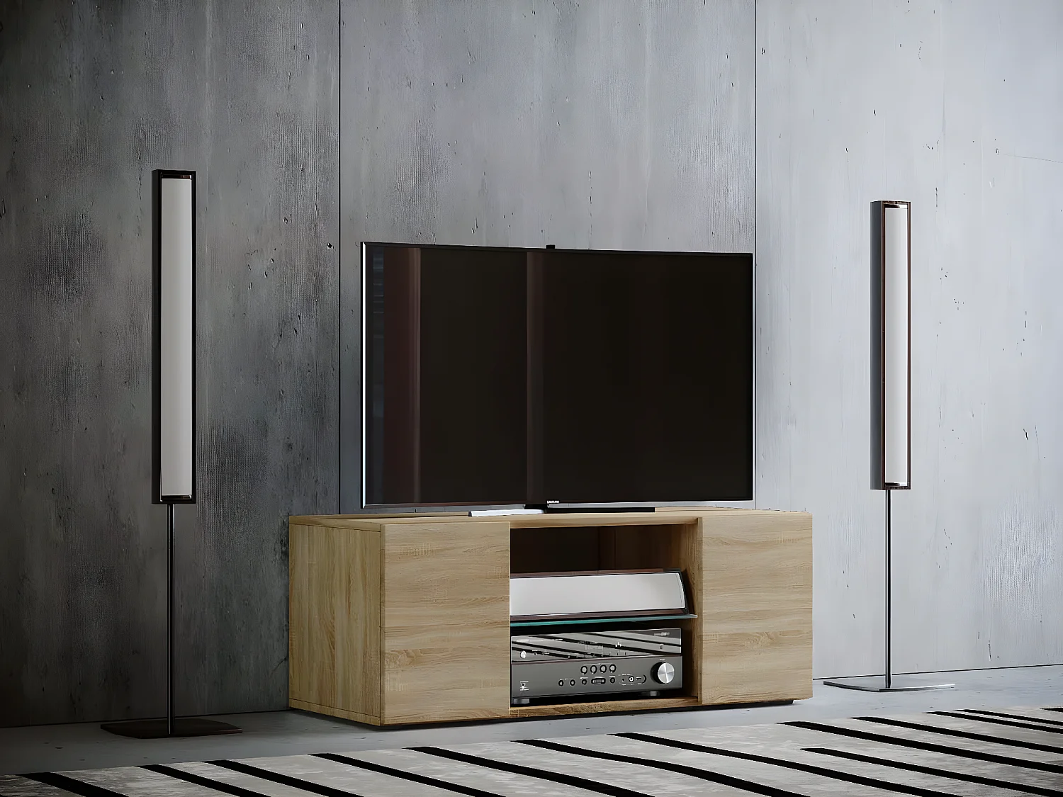 Holz TV Lowboard Möbel Fernsehschrank Lowina