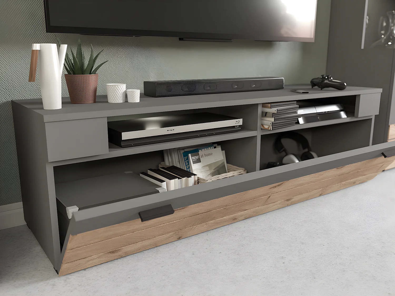 Freno table tV 1 porte battante gris.